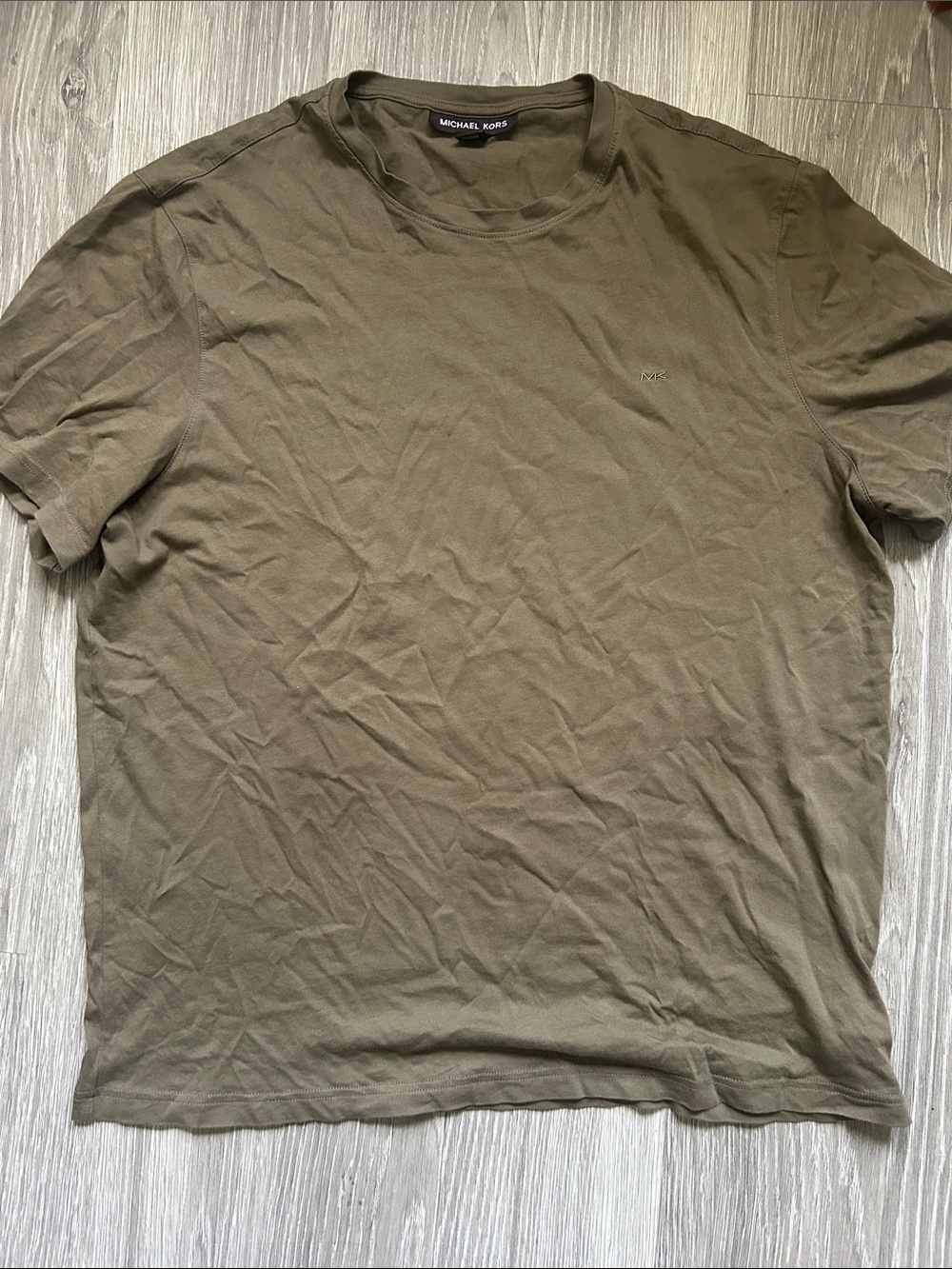 Michael Kors Men’s Embroidered Logo Army Green T-Shirt